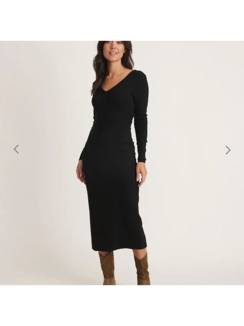 Marine Layer Lexi Rib V Neck Maxi Dress Green - Picture 4 of 5